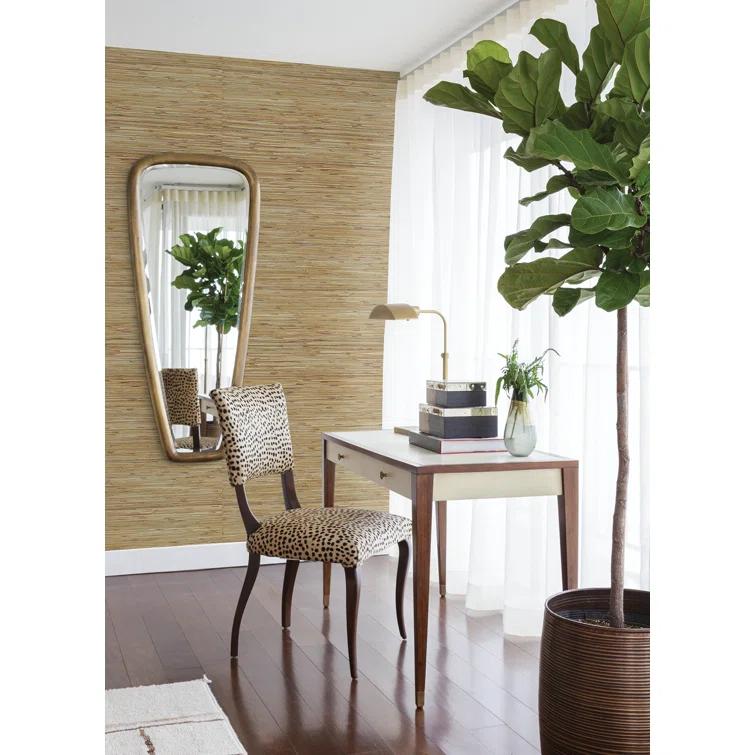 Neutral Brown Grasscloth Textured Wallpaper Roll