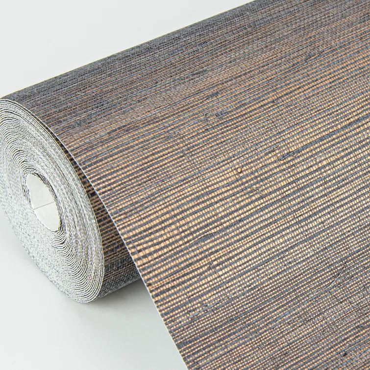 Slate and Bronze Grasscloth Removable Wallpaper Roll