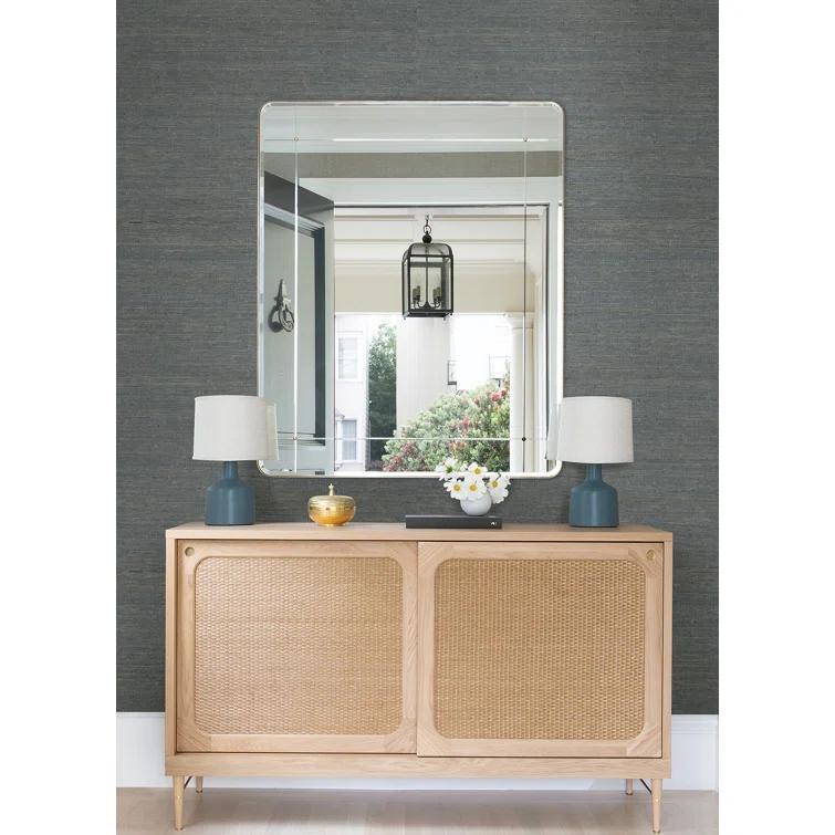 Slate and Bronze Grasscloth Removable Wallpaper Roll