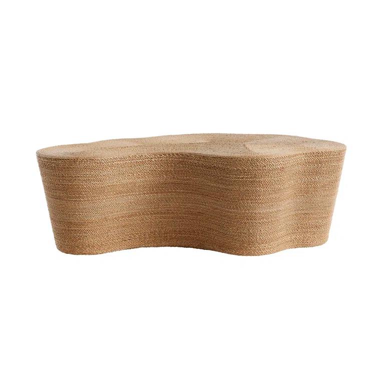 Coastal Charm Organic-Shaped Natural Abaca Cocktail Table