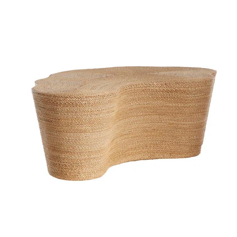 Coastal Charm Organic-Shaped Natural Abaca Cocktail Table