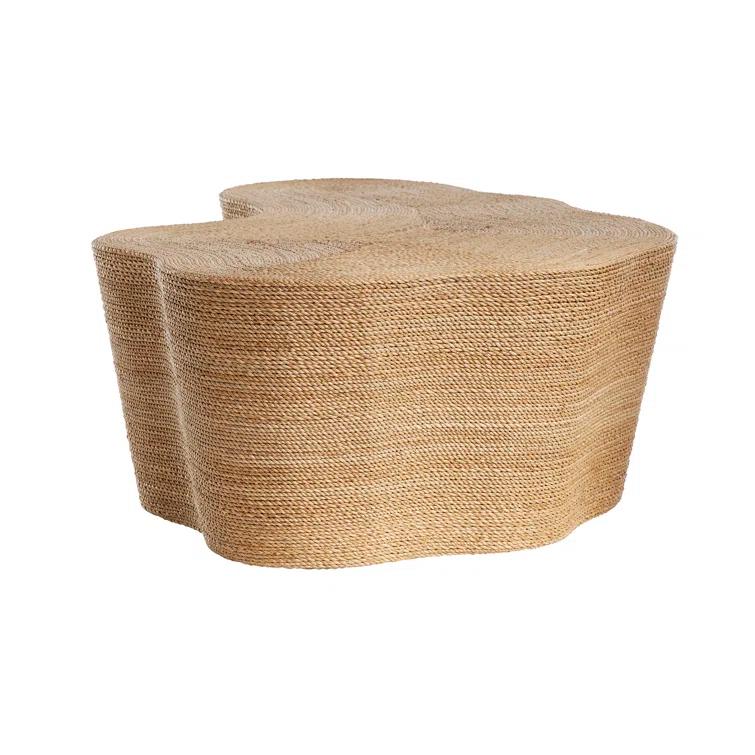 Coastal Charm Organic-Shaped Natural Abaca Cocktail Table