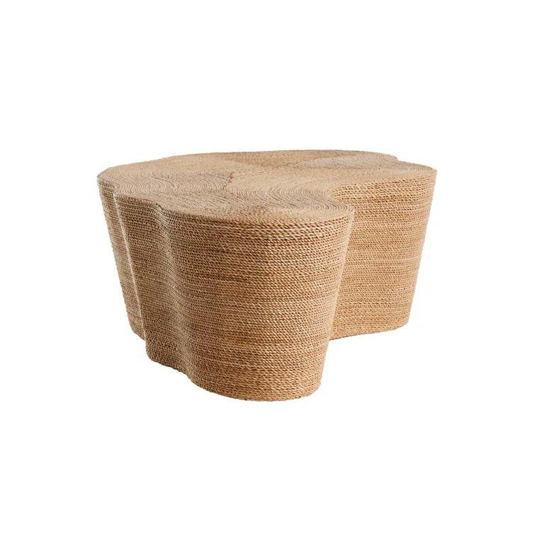 Coastal Charm Organic-Shaped Natural Abaca Cocktail Table