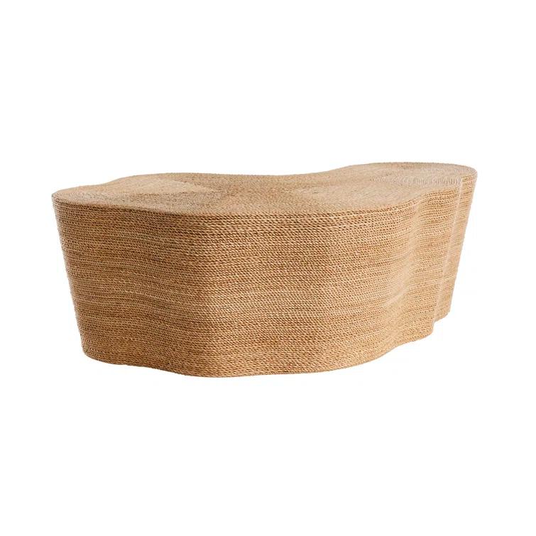 Coastal Charm Organic-Shaped Natural Abaca Cocktail Table