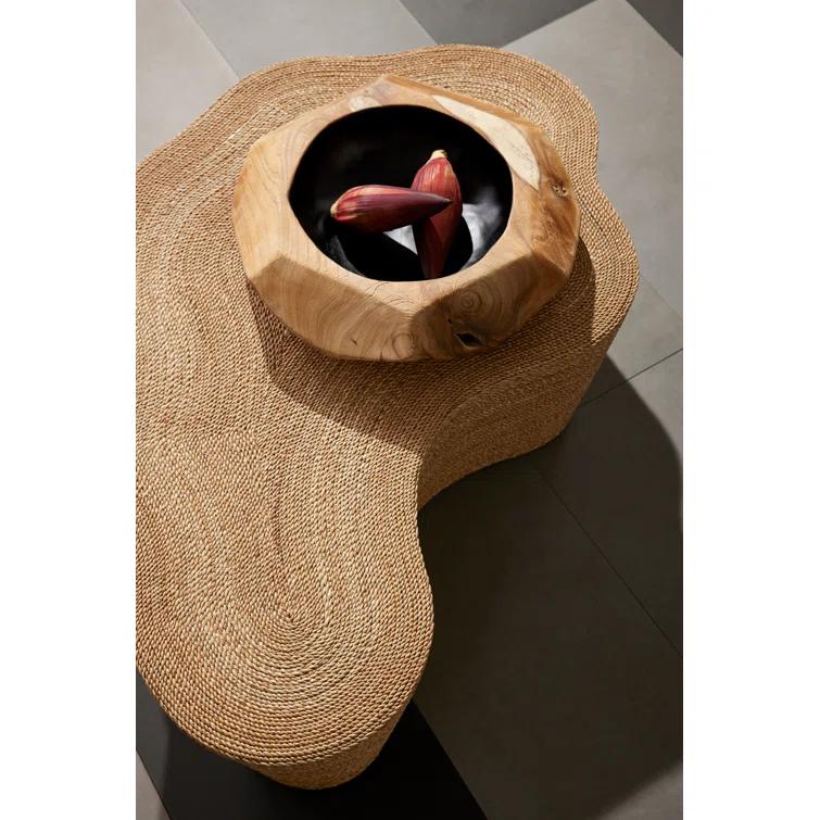 Coastal Charm Organic-Shaped Natural Abaca Cocktail Table