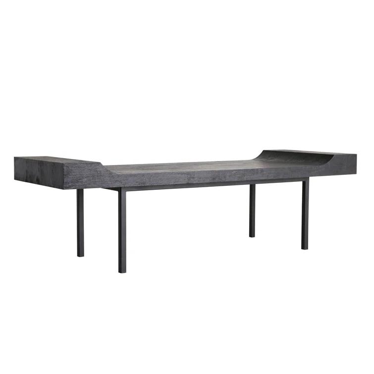 Lanny Sleek Blackened Teak and Iron Bench for 2