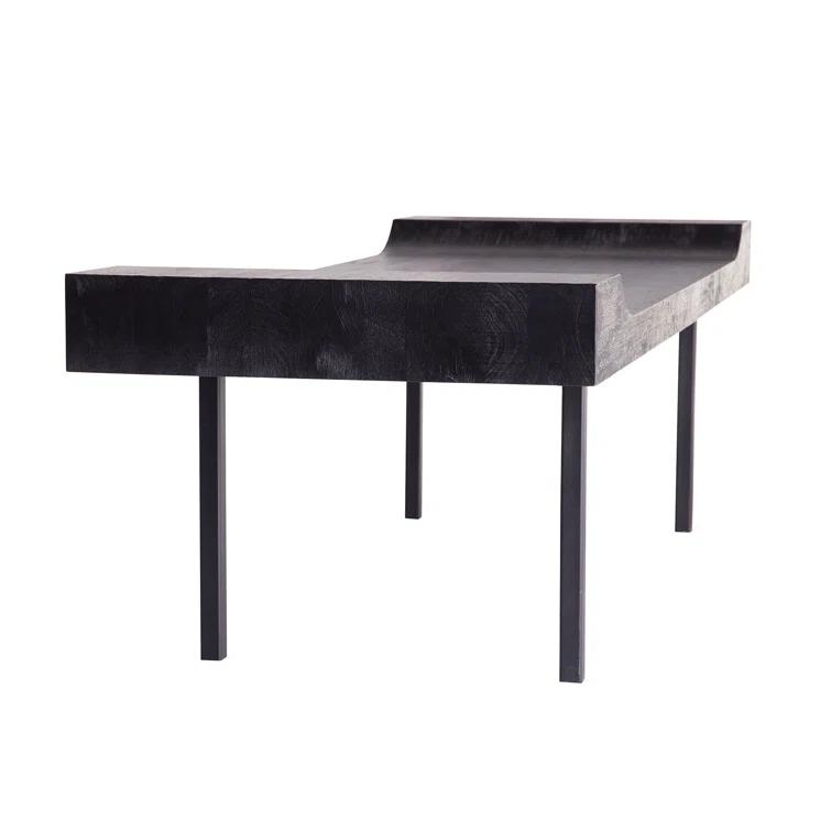 Lanny Sleek Blackened Teak and Iron Bench for 2