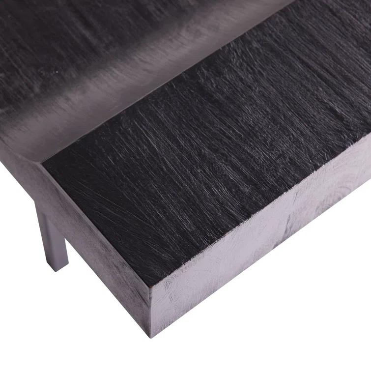 Lanny Sleek Blackened Teak and Iron Bench for 2