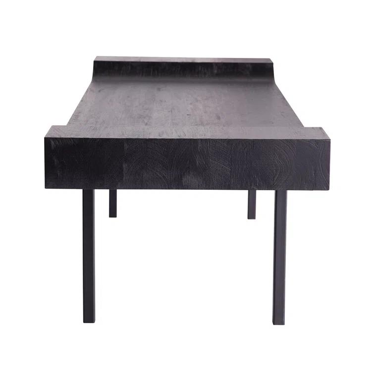 Lanny Sleek Blackened Teak and Iron Bench for 2