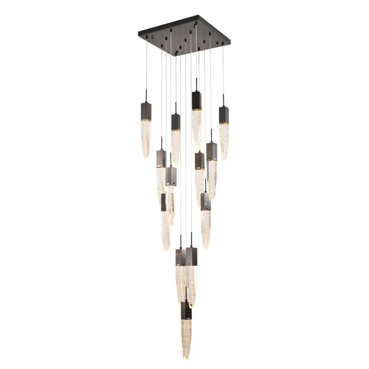 Bethel International Chandelier Black  Metal & Crystal