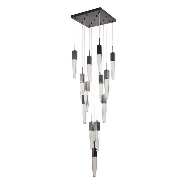 Bethel International Chandelier Black  Metal & Crystal