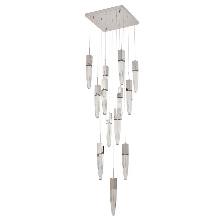 Chrome 13-Light Geometric Chandelier with Crystal Accents