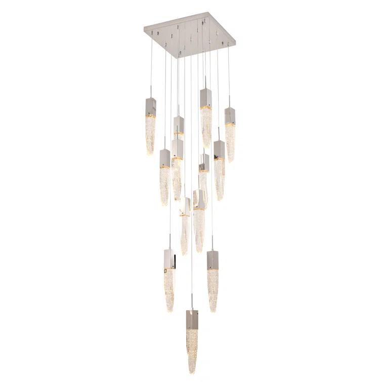 Chrome 13-Light Geometric Chandelier with Crystal Accents