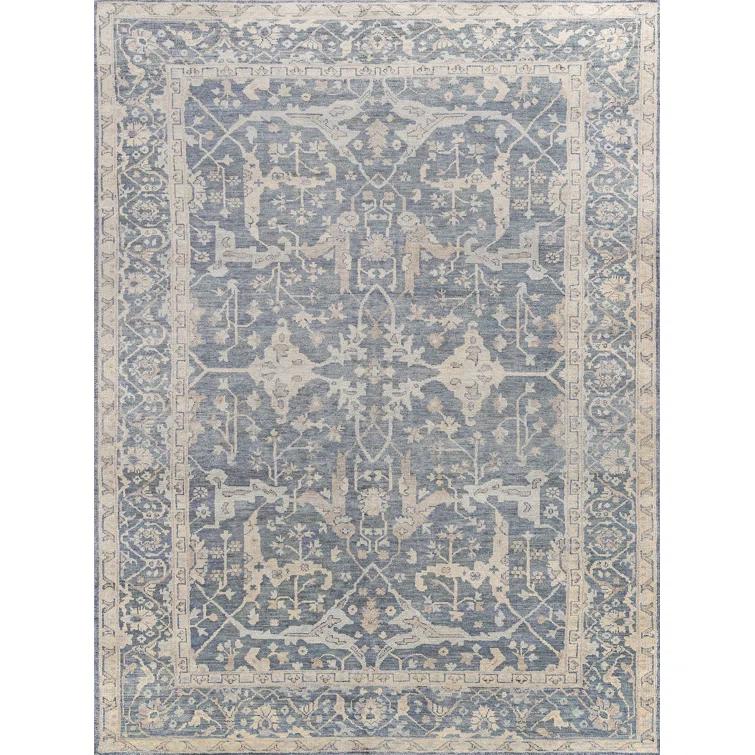 Exquisite Rugs Antique Weave Oushak Handmade Hand Knotted New Zealand Wool Blue Area Rug