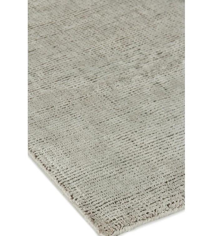 Handmade Rectangular Silver and Dark Gray Wool Viscose Area Rug