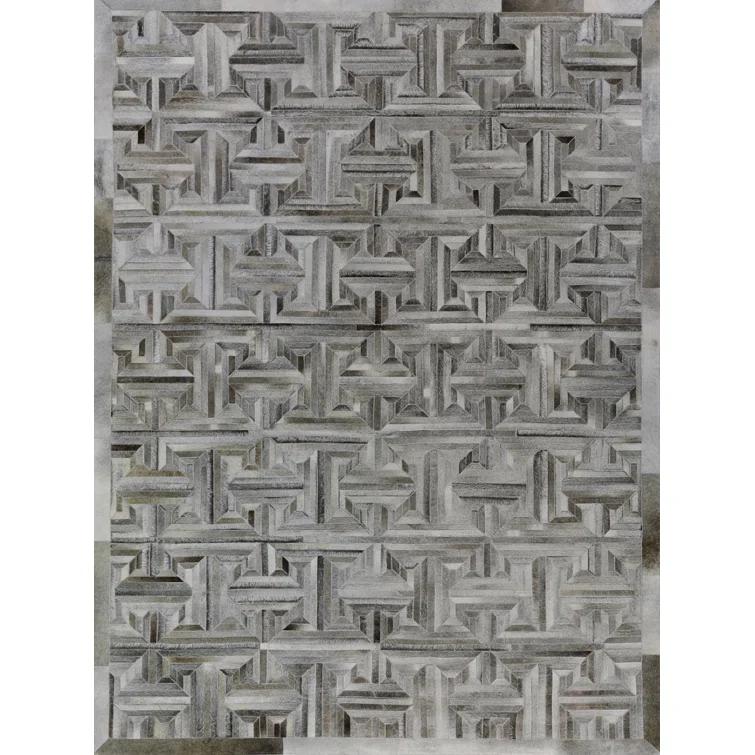 Natural Hide Cowhide Geometric Rug