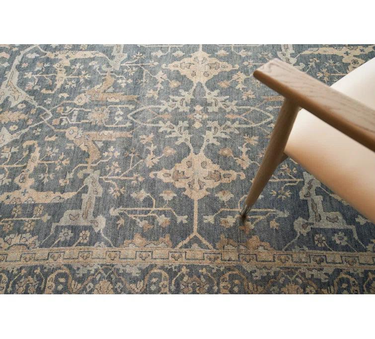 Exquisite Rugs Antique Weave Oushak Handmade Hand Knotted New Zealand Wool Blue Area Rug