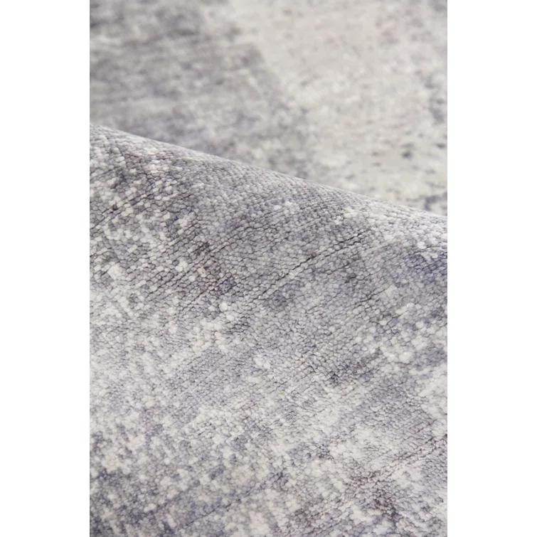 Fine Pure Silk Hand-Knotted Silver/Ivory Area Rug