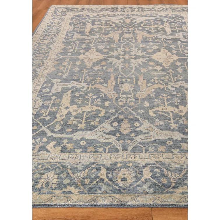 Exquisite Rugs Antique Weave Oushak Handmade Hand Knotted New Zealand Wool Blue Area Rug