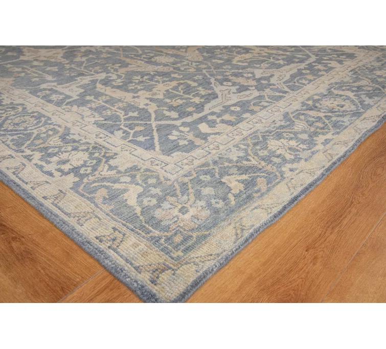 Exquisite Rugs Antique Weave Oushak Handmade Hand Knotted New Zealand Wool Blue Area Rug