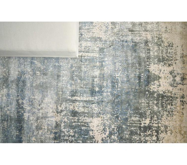 Reflections Abstract Hand-Loomed Blue/Ivory Area Rug