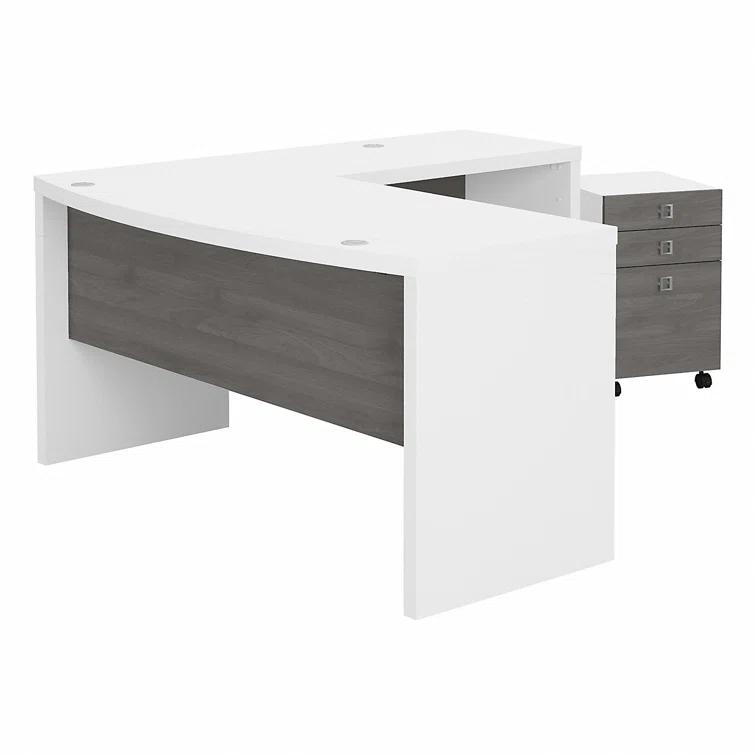 Echo Bow Front Desk and Filing Cabinet Set