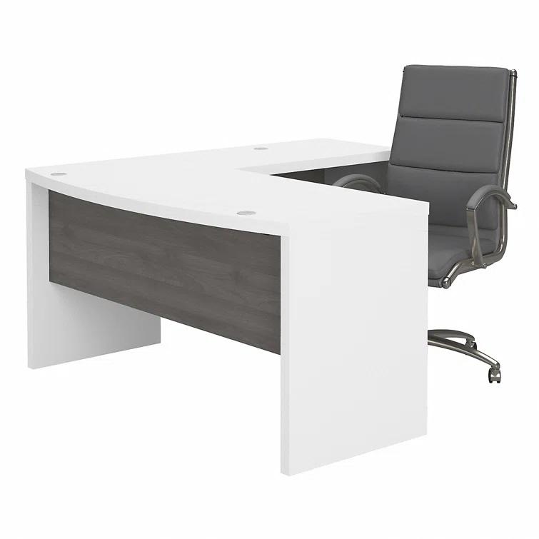 Echo L Shaped Bow Front Desk With High Back Chair