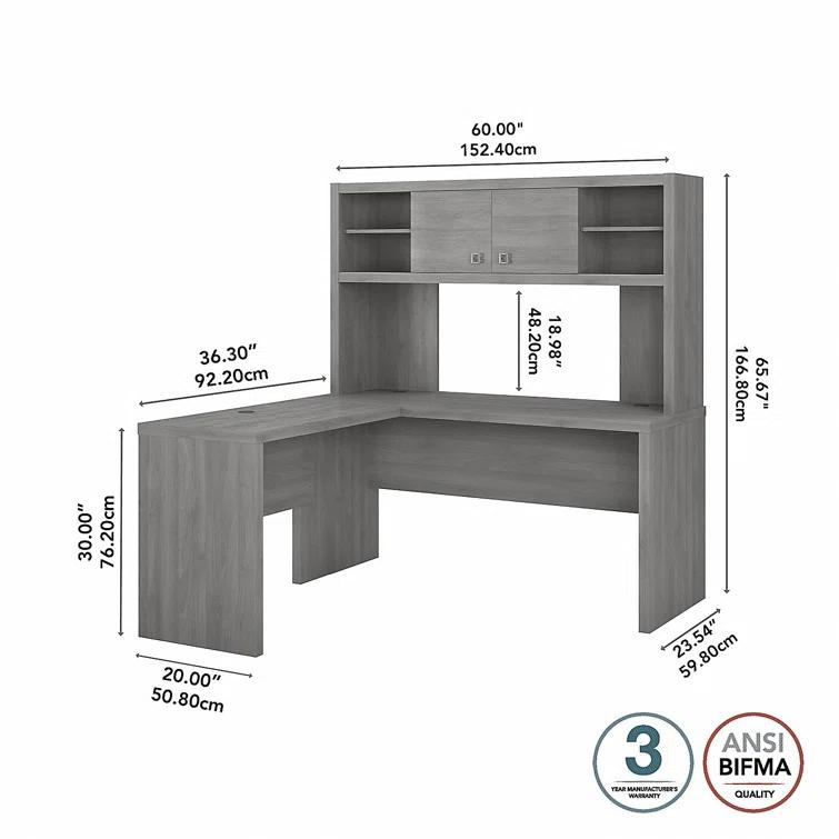 Echo 2-Piece L-Shape Computer Desk Office Set with Hutch