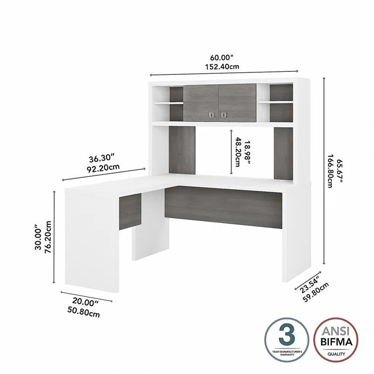 Echo 2-Piece L-Shape Computer Desk Office Set with Hutch