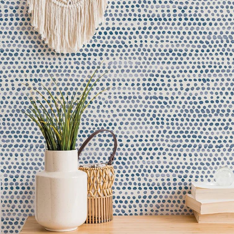 Tempaper Moire Dots Light Tan Peel and Stick Wallpaper, 20.5" x 16.5'