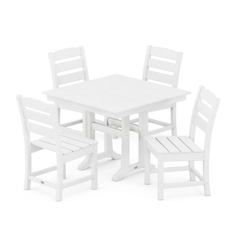 Lakeside 5-Piece Farmhouse Trestle Side Chair Dining Set