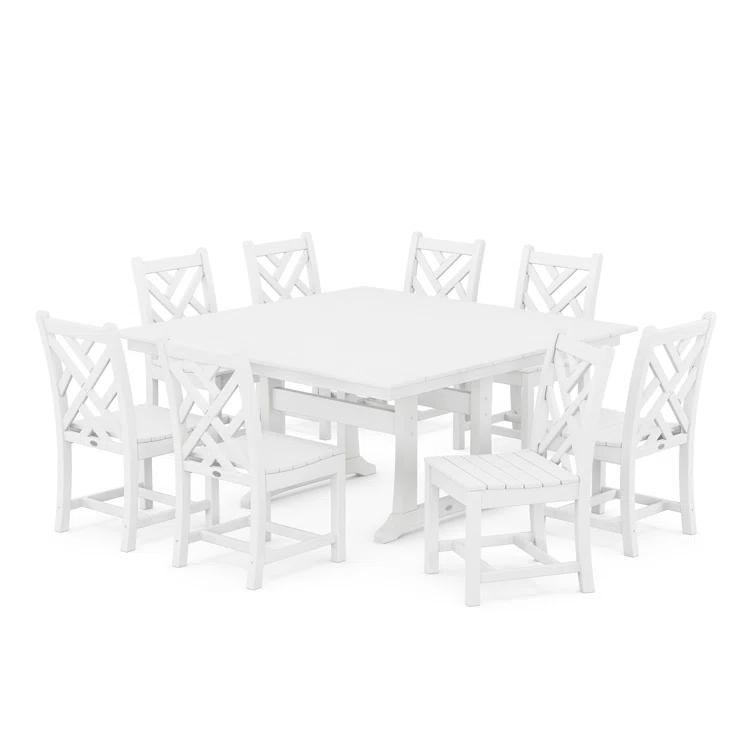 Chippendale 9-Piece Farmhouse Trestle Dining Set
