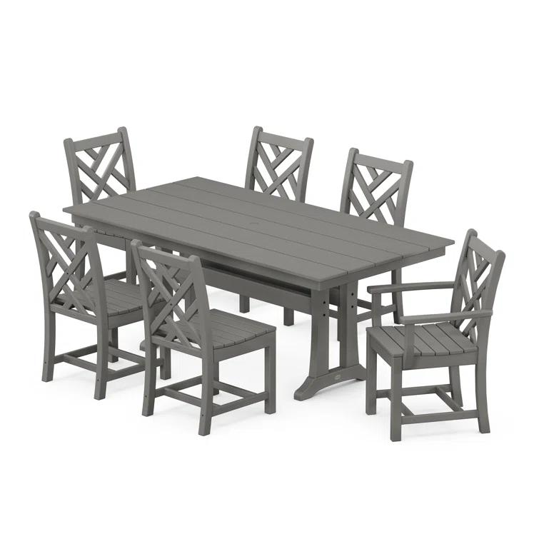 Chippendale 7-Piece Farmhouse Trestle Dining Set