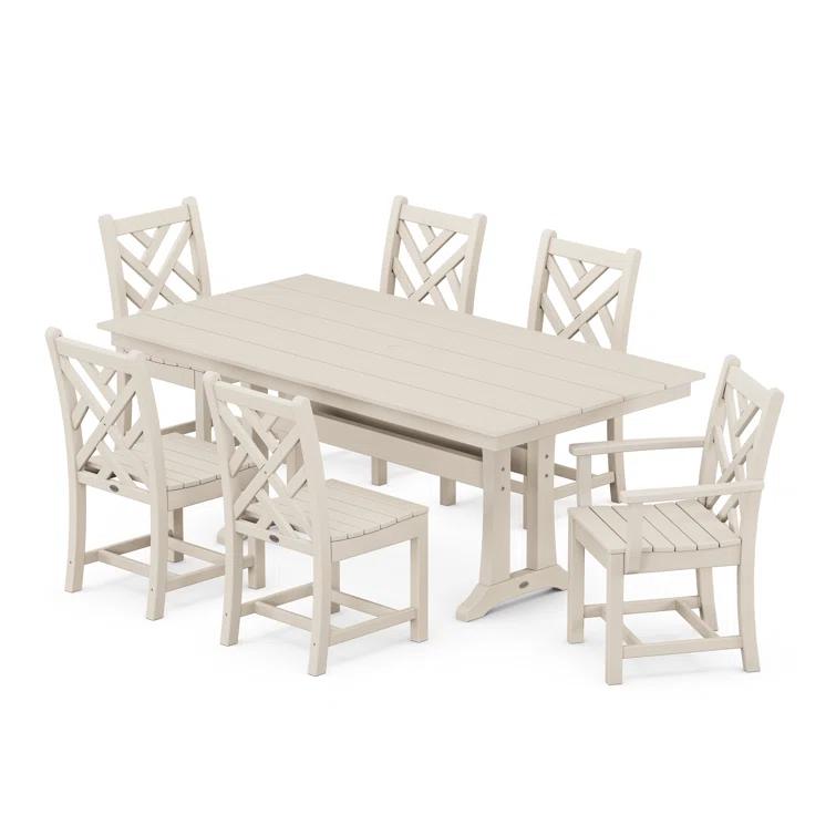 Chippendale 7-Piece Farmhouse Trestle Dining Set