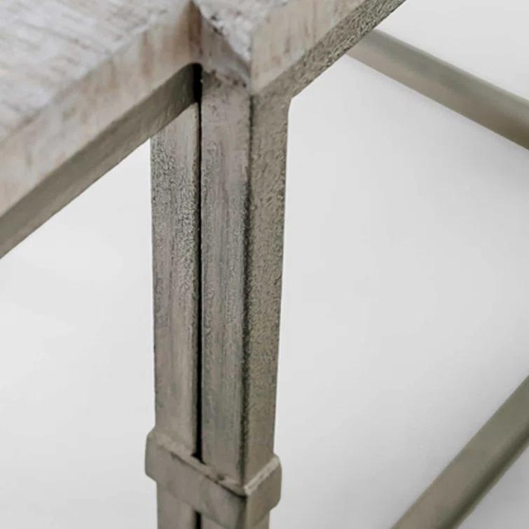 Gray Rectangular Wood and Metal Coffee Table