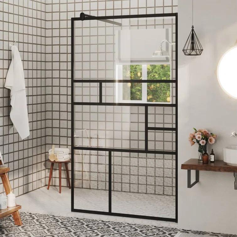 VidaXL Walk-in Shower Enclosure Bathroom Wall Panel Shower Screen ESG Glass