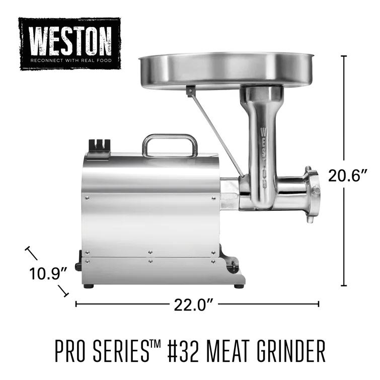 Weston Pro Series Stainless Steel Electric Meat Grinder with Sausage Stuffer