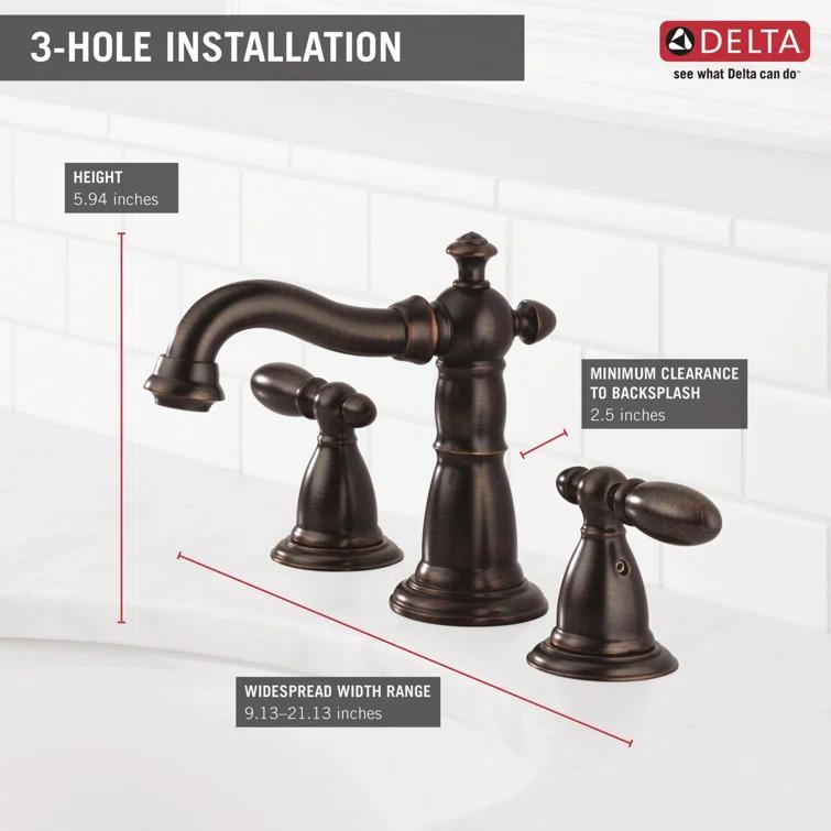 Victorian Widespread Bathroom Faucet with Drain Assembly