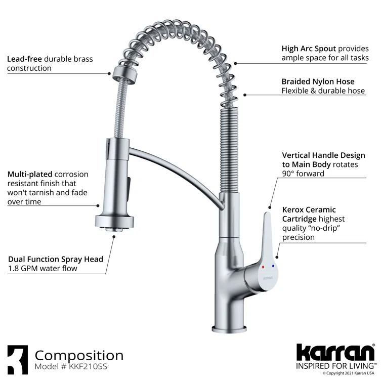 Karran Scottsdale Single-Handle Pull-Down Sprayer Kitchen Faucet