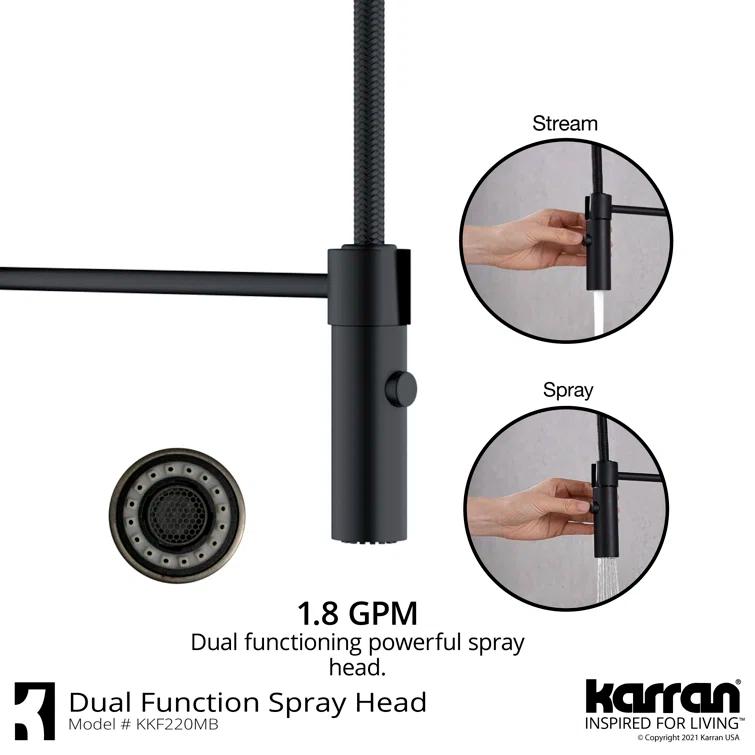 Karran Bluffton Single Handle Pull Down Sprayer Kitchen Faucet