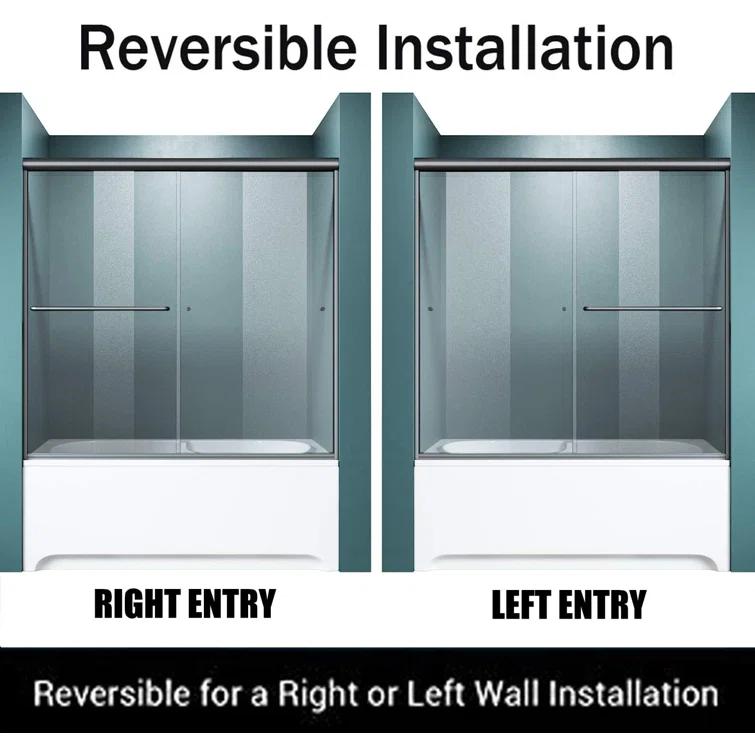56"-60" W x 57.37" H Semi-Frameless Bypass Tub Door