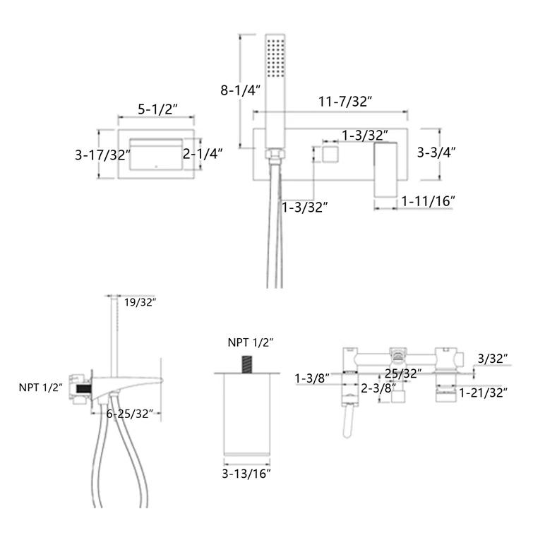 1 Handle Bathroom Waterfall Faucet with Diverter