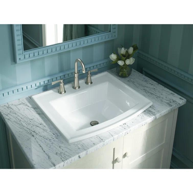 Archer® Vitreous China Rectangular Drop-In Bathroom Sink with Overflow