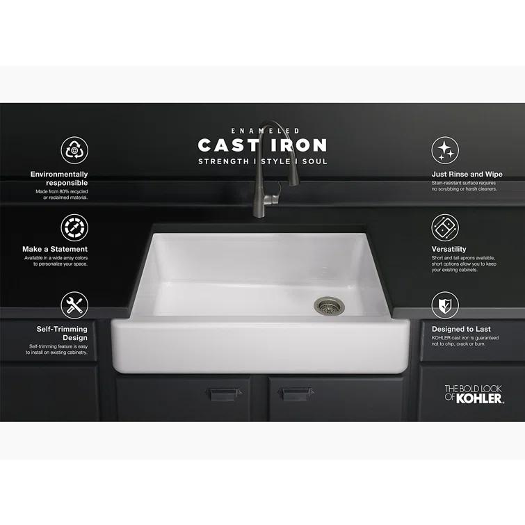 Whitehaven® Self-Trimming 36" L x 22" W Farmhouse Kitchen Sink