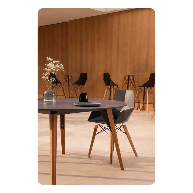 Matte Black and Natural Beech Wood Bar Stool Set