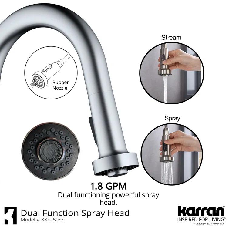 Karran Karran Scottsdale Single Handle Pull Down Sprayer Kitchen Faucet KKF250SS