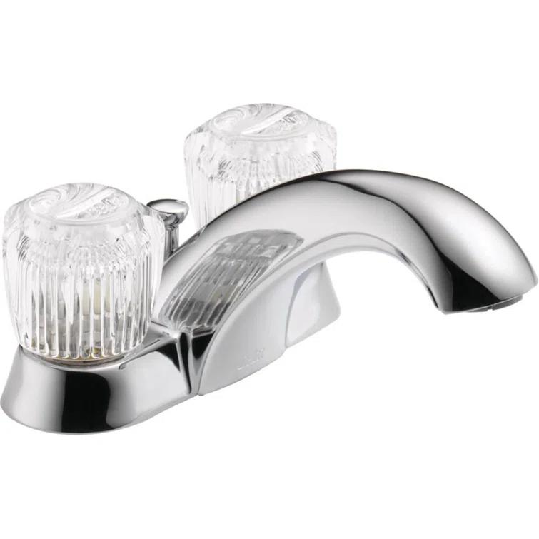 Classic Centerset Bathroom Faucet with Clear Knob Handles Metal Pop-Up Drain
