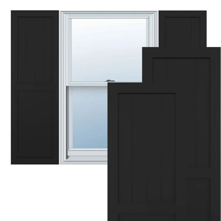True Fit PVC Farmhouse/Flat Panel Combination Fixed Mount Shutters