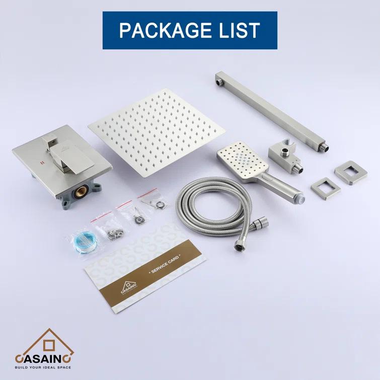 10 inch Wall Mounted Pressure Balanced Complete Shower System With 3 Setting Shower Handheld