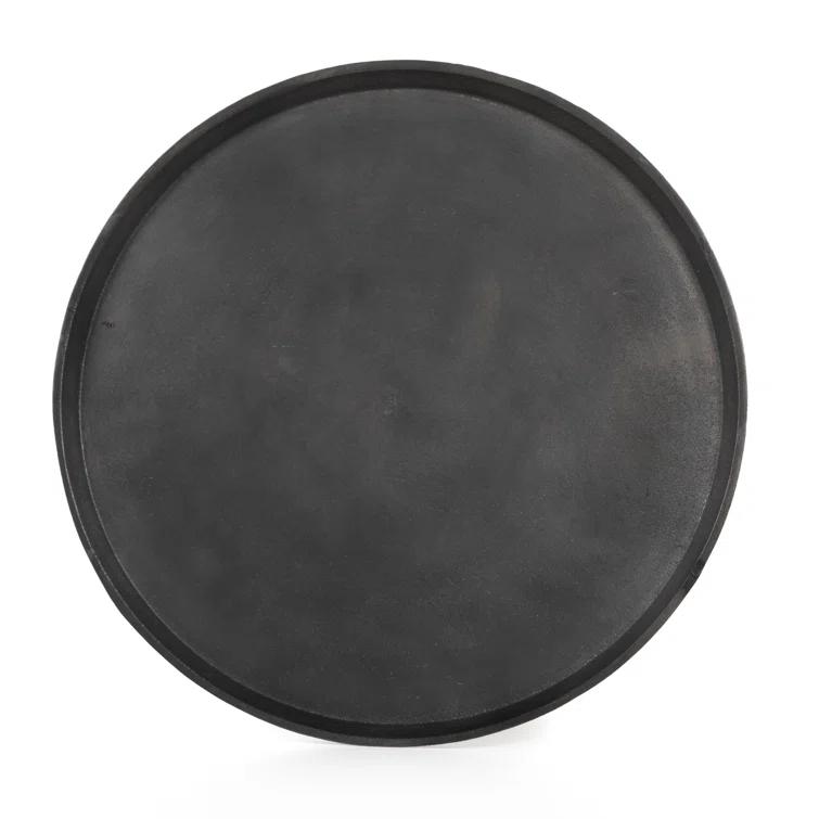 River Gray Marble and Black Aluminum Round Accent Table